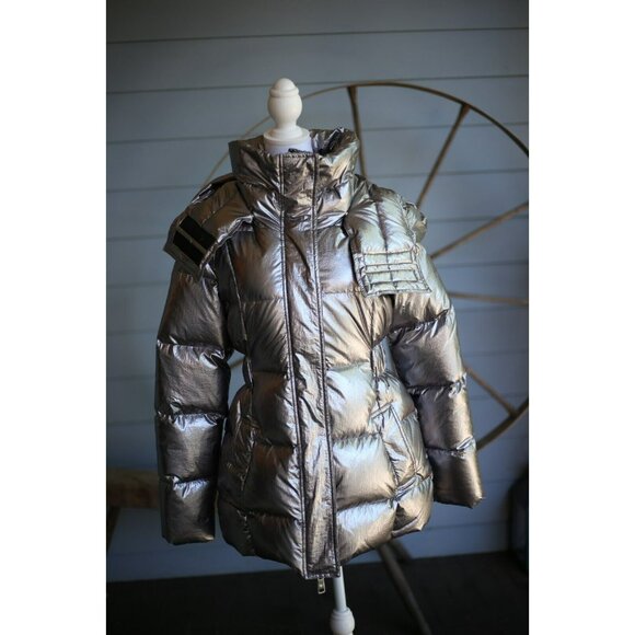$1,860 Nicole Benisti Metallic Down Puffer Jacket SZ S/P